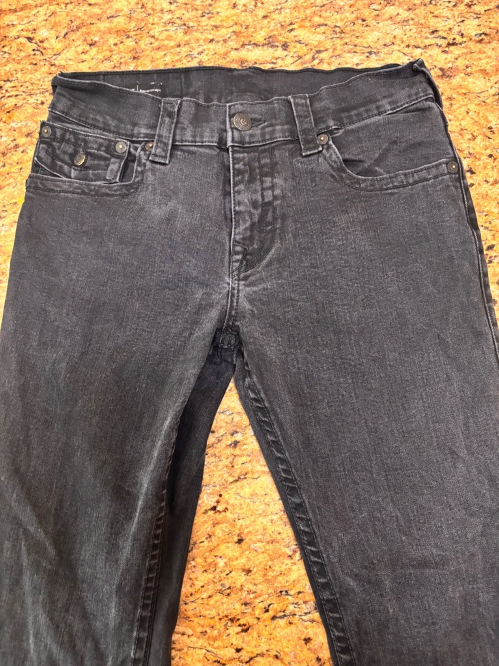 Men’s Size:31 True Religion Men's Black Denim Jeans- Ricky Relaxed Straight Leg - Picture 4 of 5